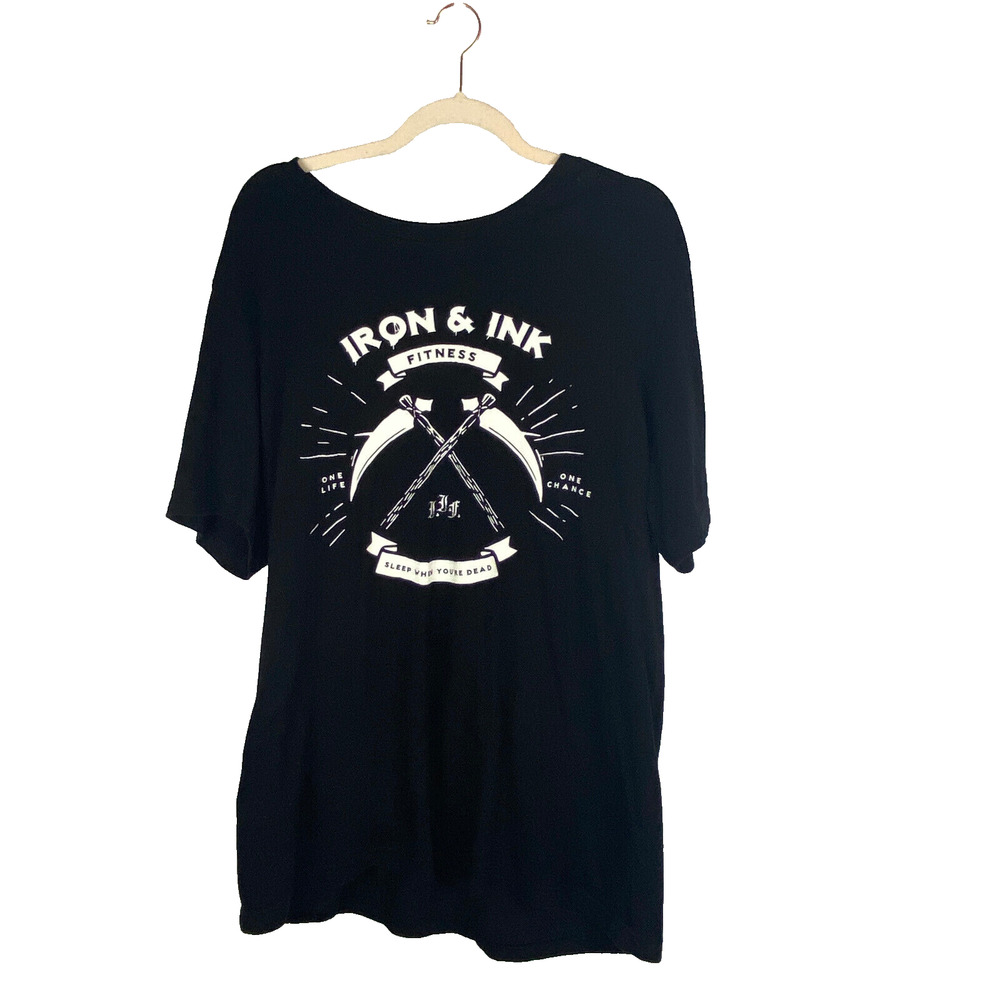 Iron and Ink Fitness T-Shirt Tee Sz XL Black Tagless Sleep When You're Dead